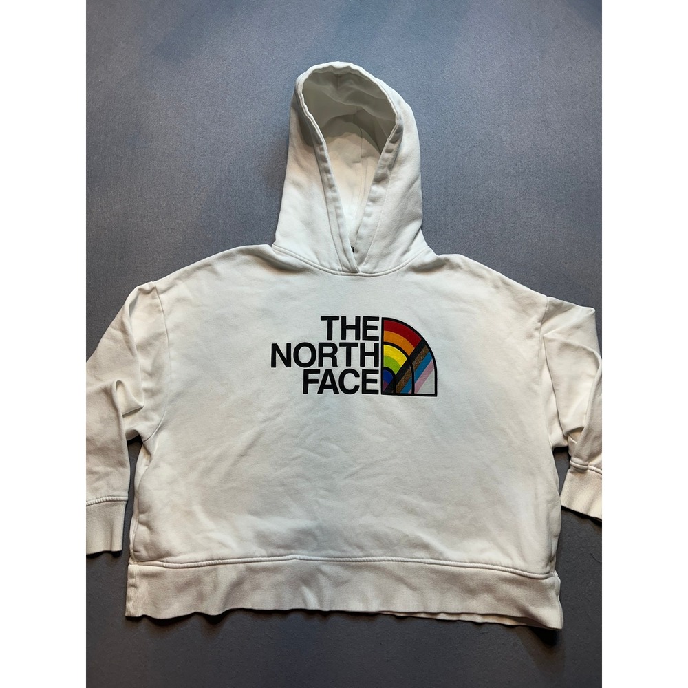 The North Face Pride Hoodie Womens XL White Rainbow Logo Pullover Sweatshirt-67